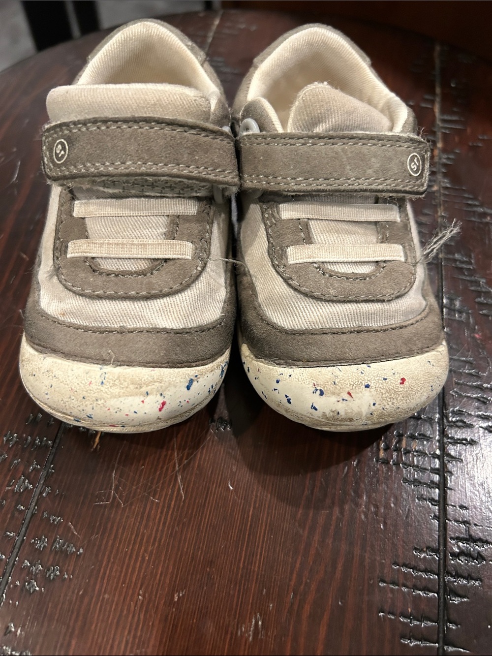 Stride Rite Gray & Cream Velcro Sneakers
